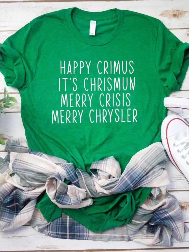Happy Chrimus Merry Chrysler Funny Christmas T-Shirt Green / S Mens Size T-Shirt