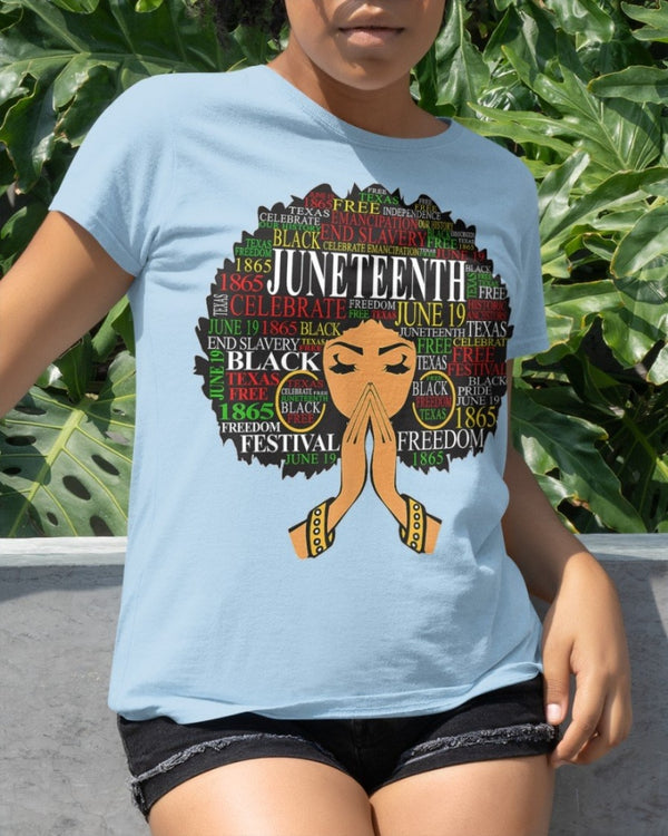 Juneteenth Melanin Black Women Classic T-Shirt Sky Blue / Xs T