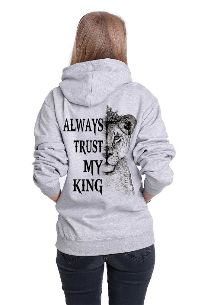 Lion Lions Always Protect My Queen Trust King Hoodie With Kangaroo Pocket Her / Xs