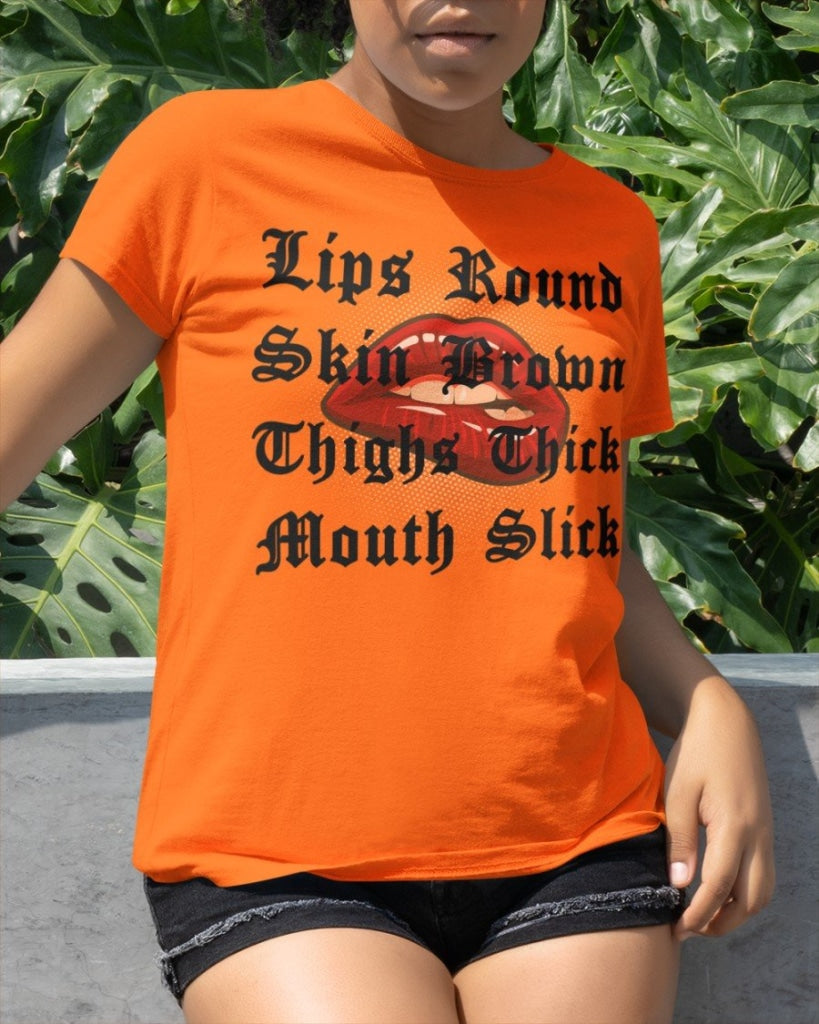 Lips Round Skin Brown Thighs Thick Classic T-Shirt Orange / Xs T