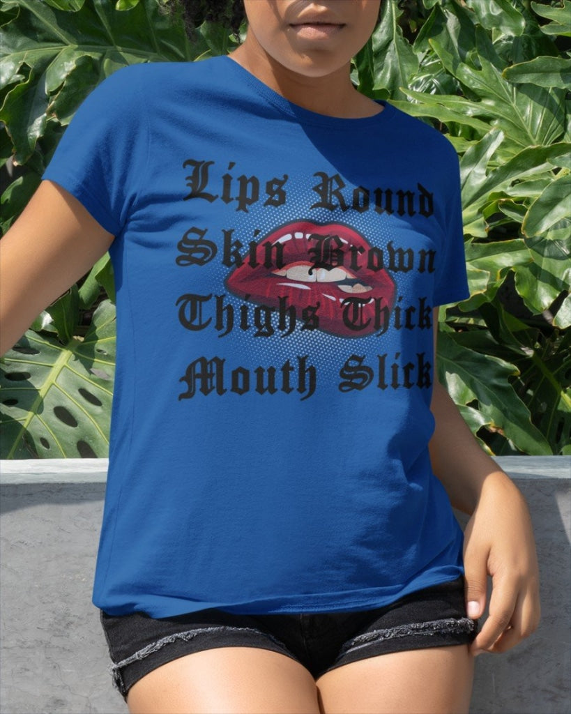 Lips Round Skin Brown Thighs Thick Classic T-Shirt Royalblue / Xs T