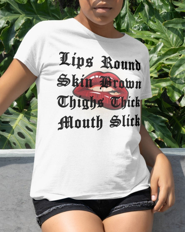 Lips Round Skin Brown Thighs Thick Classic T-Shirt White / Xs T