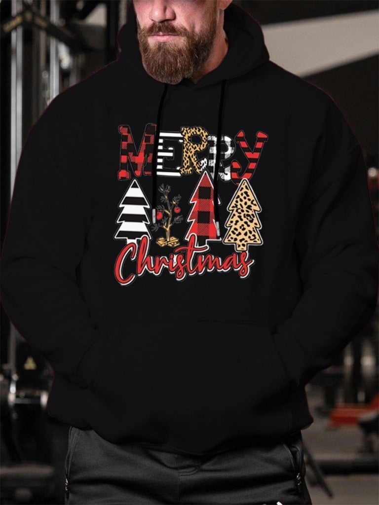 Mens Christmas Tree Merry Hoodies Sweatshirt Black / Xl & Hoodie
