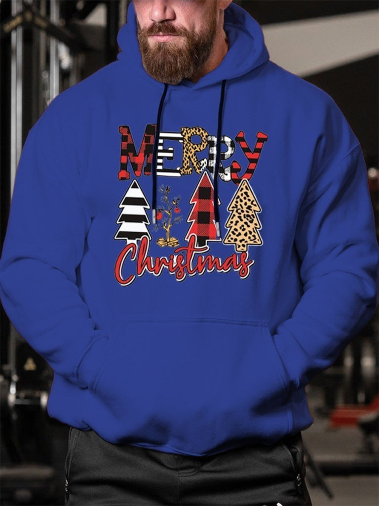 Mens Christmas Tree Merry Hoodies Sweatshirt Blue / M & Hoodie