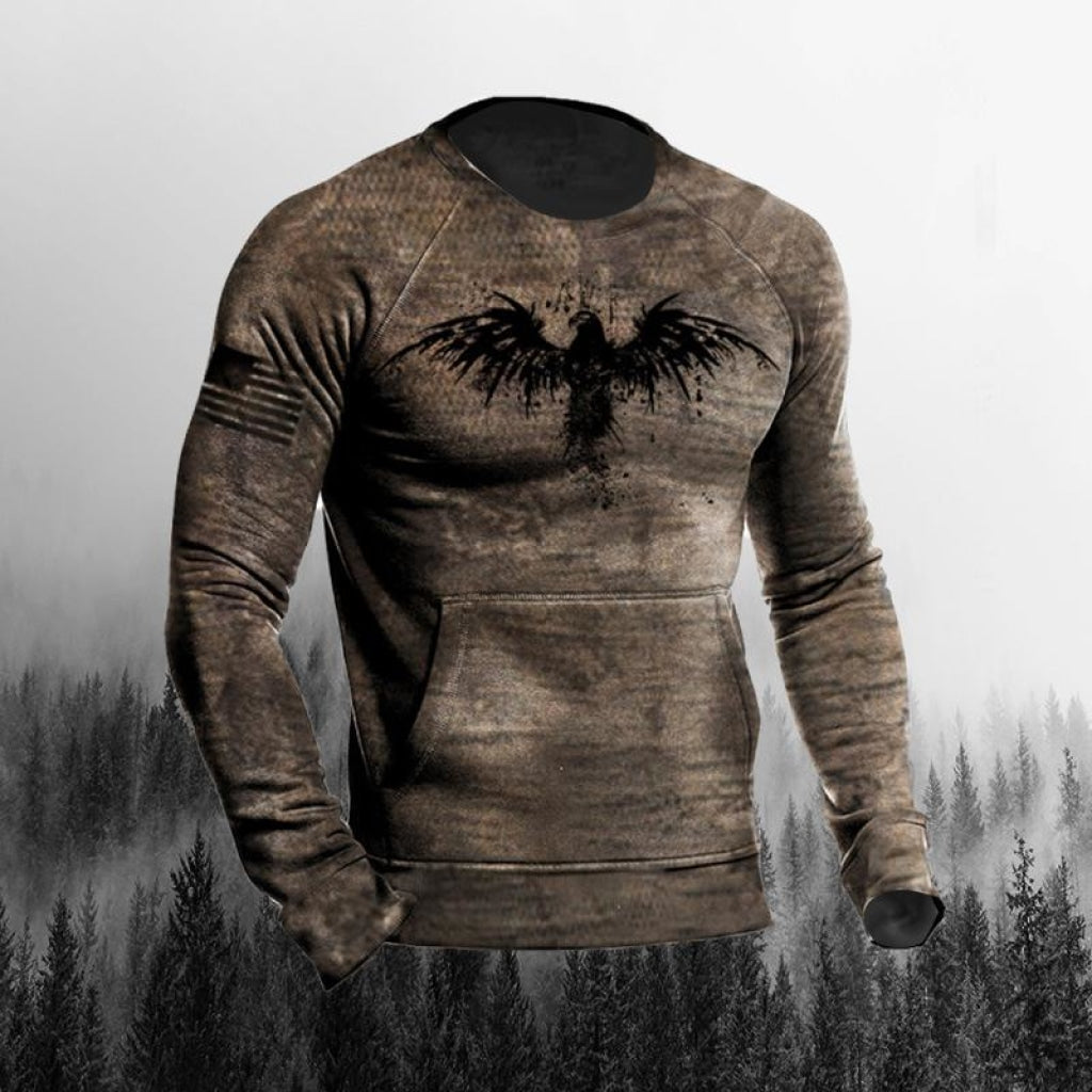 Mens Retro Eagle Print Men_S Outdoor Tactical Sweatshirt S / Photo Color Standard Tops