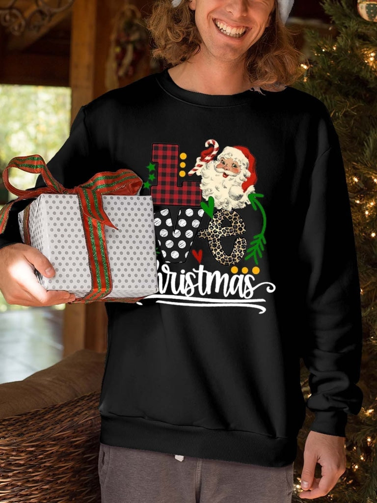 Mens Santa Love Christmas Sweatshirt Black / S & Hoodie