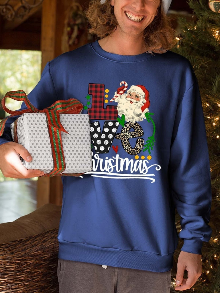 Mens Santa Love Christmas Sweatshirt Blue / S & Hoodie