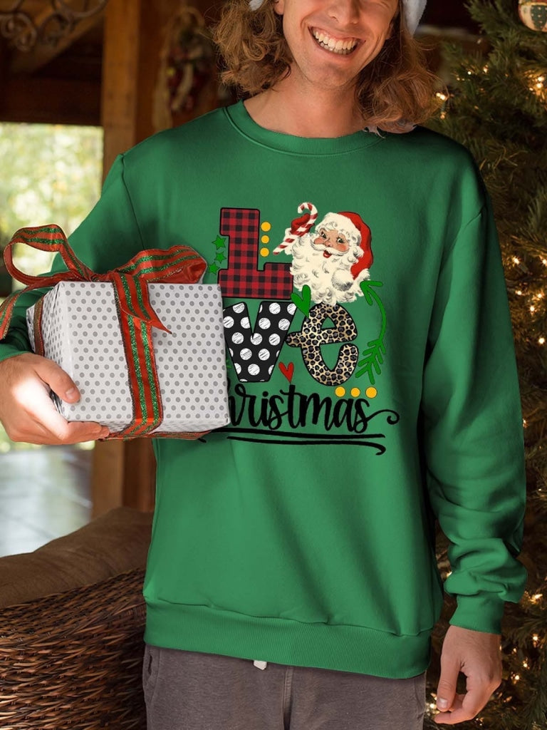 Mens Santa Love Christmas Sweatshirt Green / S & Hoodie