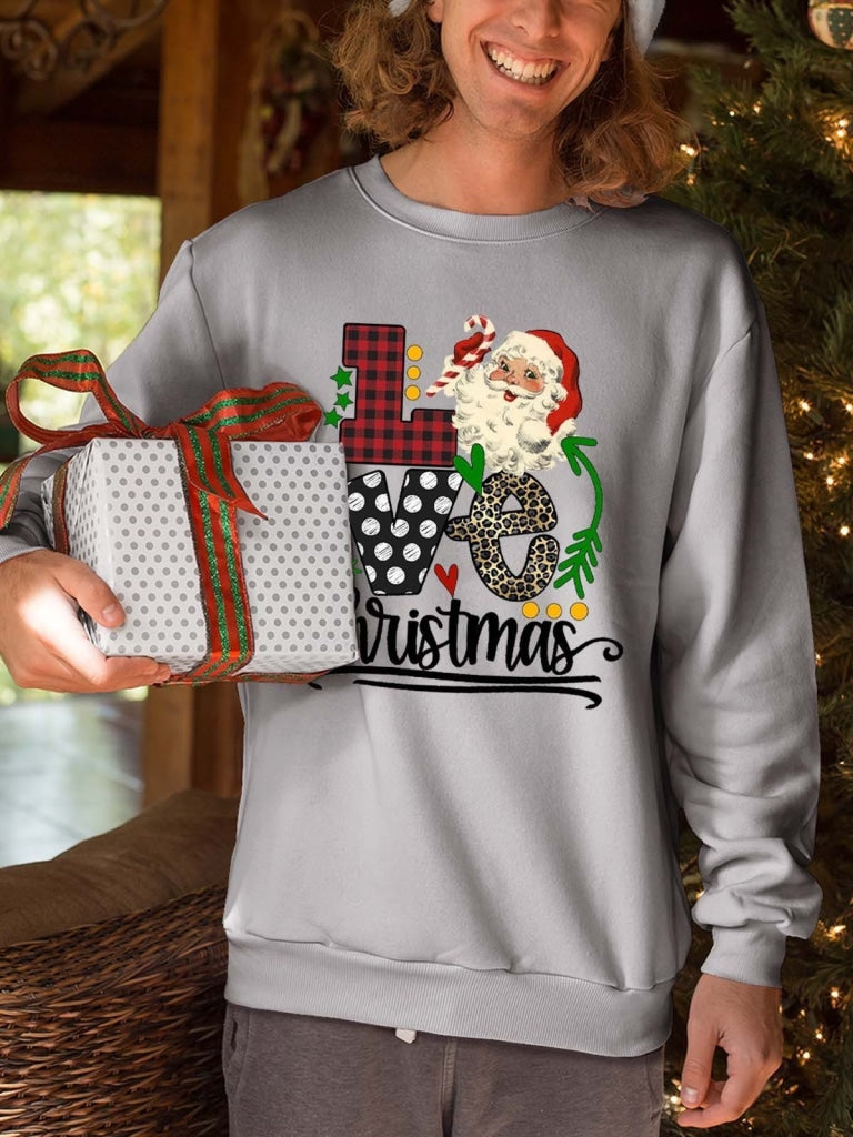 Mens Santa Love Christmas Sweatshirt Grey / S & Hoodie