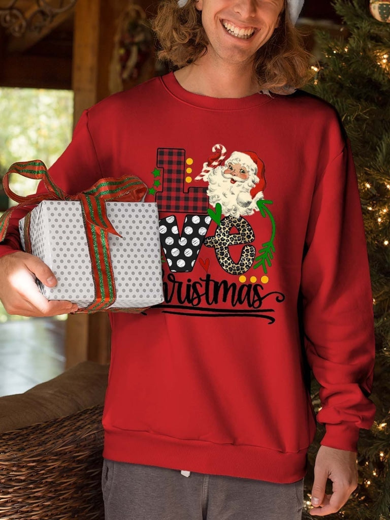 Mens Santa Love Christmas Sweatshirt Red / S & Hoodie