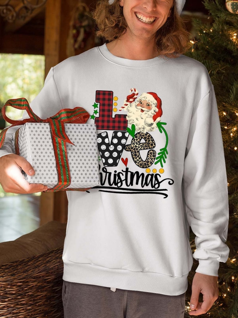 Mens Santa Love Christmas Sweatshirt White / S & Hoodie