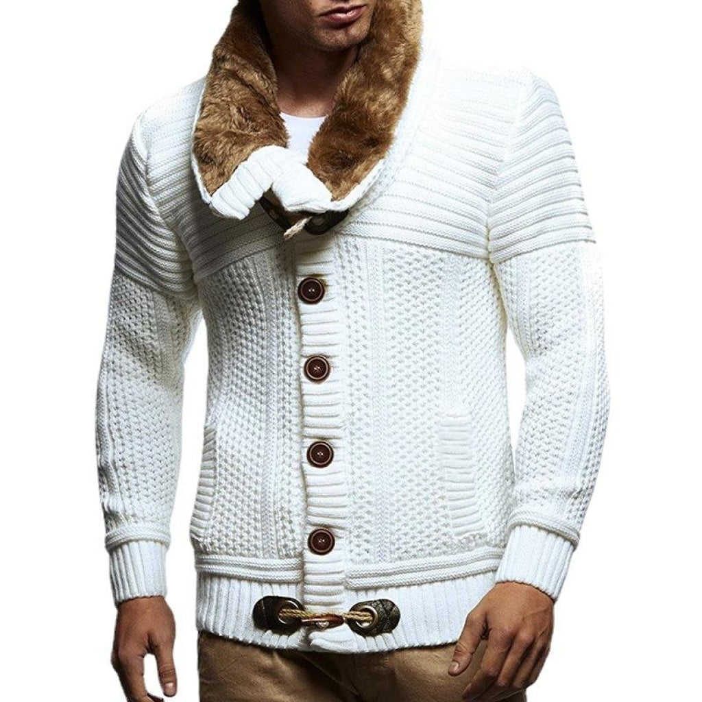 Men's sweater discount with fur collar