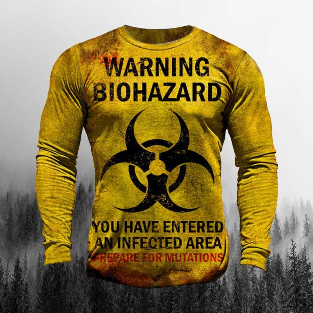 Mens Warning Biohazard Retro Tactical Casual Long-sleeved T-Shirt – Krukee
