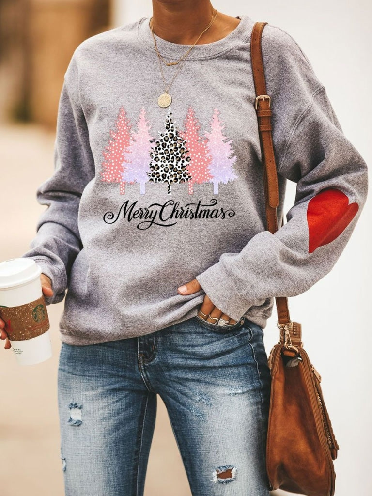 Merry Christmas Leopard Sweatshirt Grey / S Sweatshirt