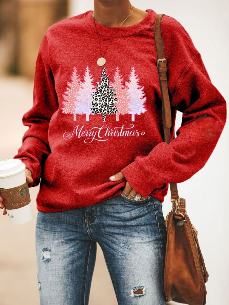Merry Christmas Leopard Sweatshirt Red / S Sweatshirt