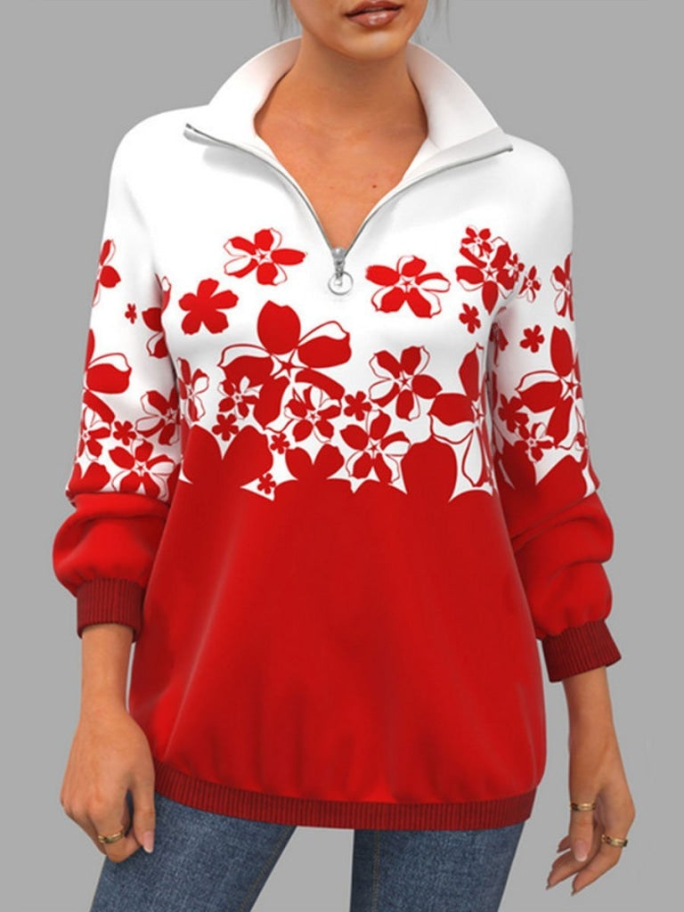 Print Zips Sweatshirt Red / S Sweatshirt