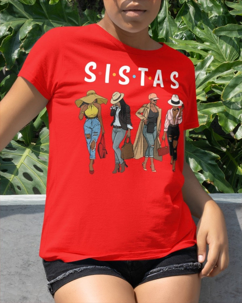 Sistas Afro Women Together Classic T-Shirt Red / Xs T