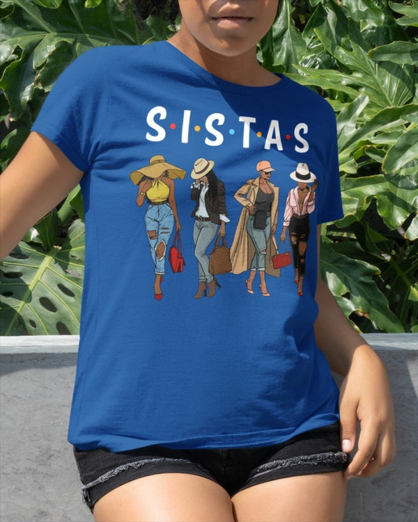 Sistas Afro Women Together Classic T-Shirt Royalblue / Xs T