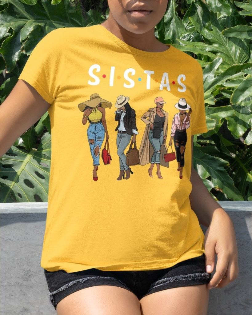 Sistas Afro Women Together Classic T-Shirt Yellow / Xs T