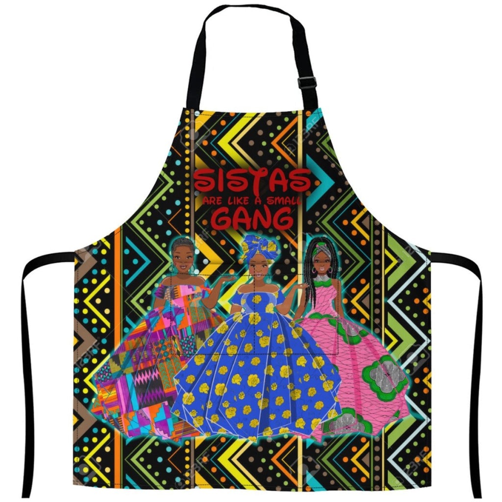 Sistas Are Like A Small Gang - Line Mud Cloth Bg 3-Sisiters White / One Size