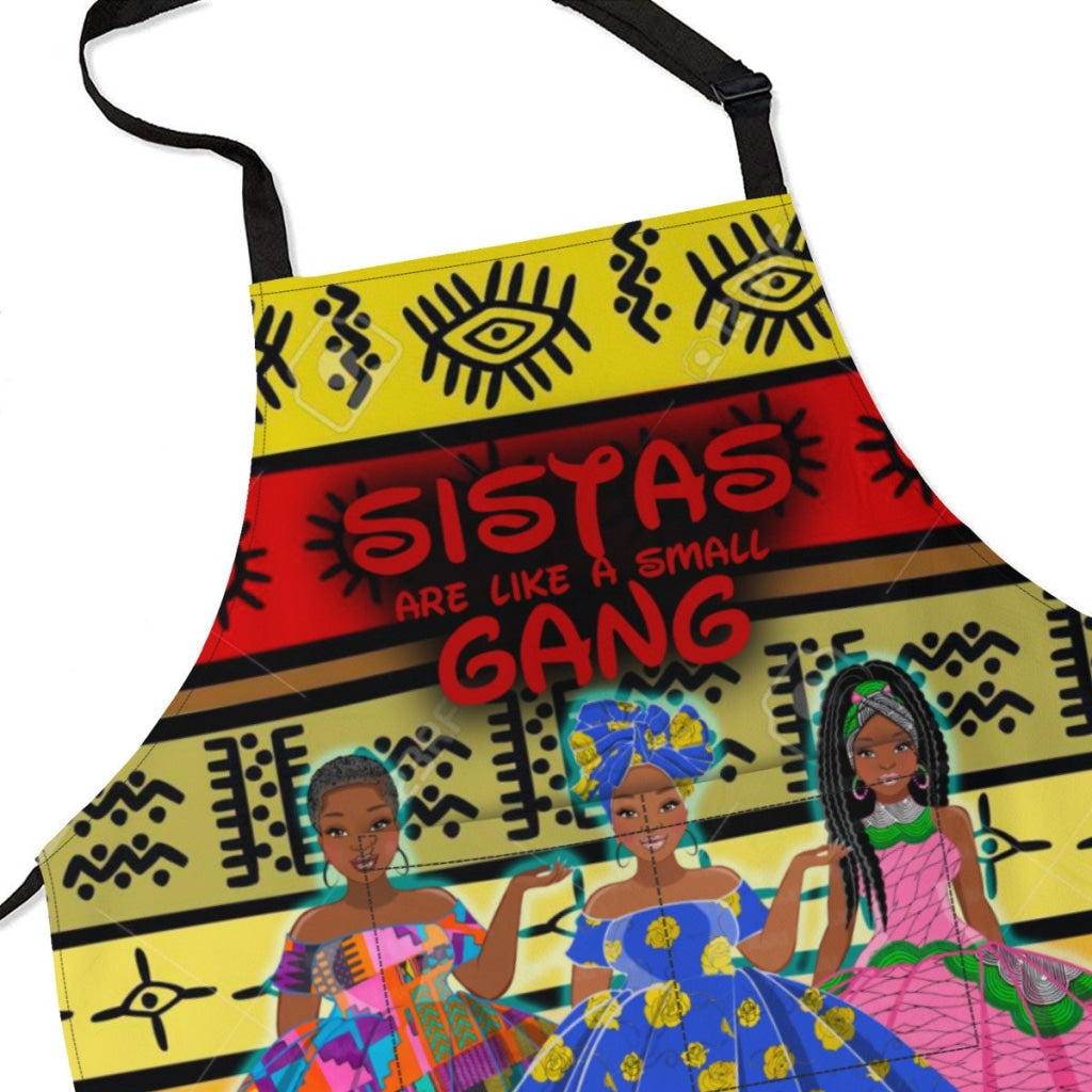 Sistas Are Like A Small Gang - Red Mud Cloth Bg 3-Sisiters