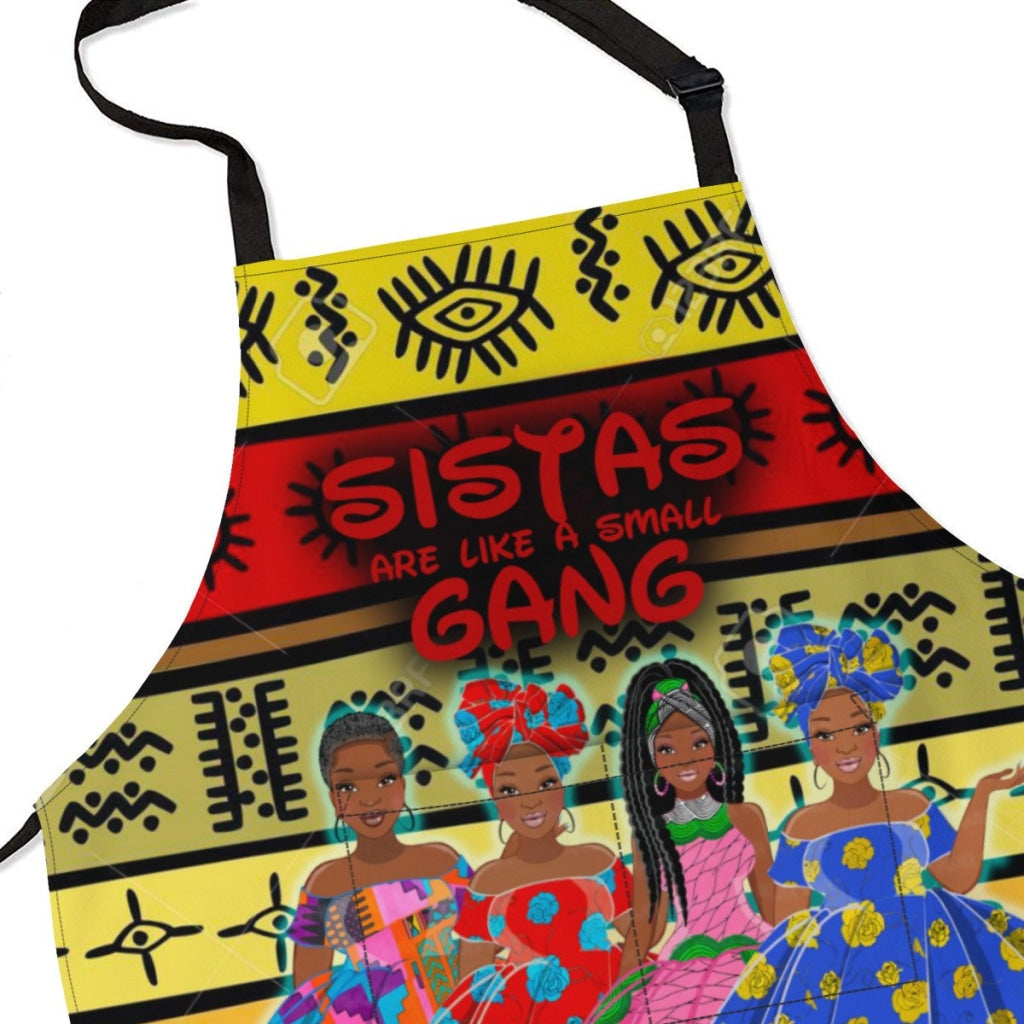 Sistas Are Like A Small Gang - Red Mud Cloth Bg 4-Sisiters