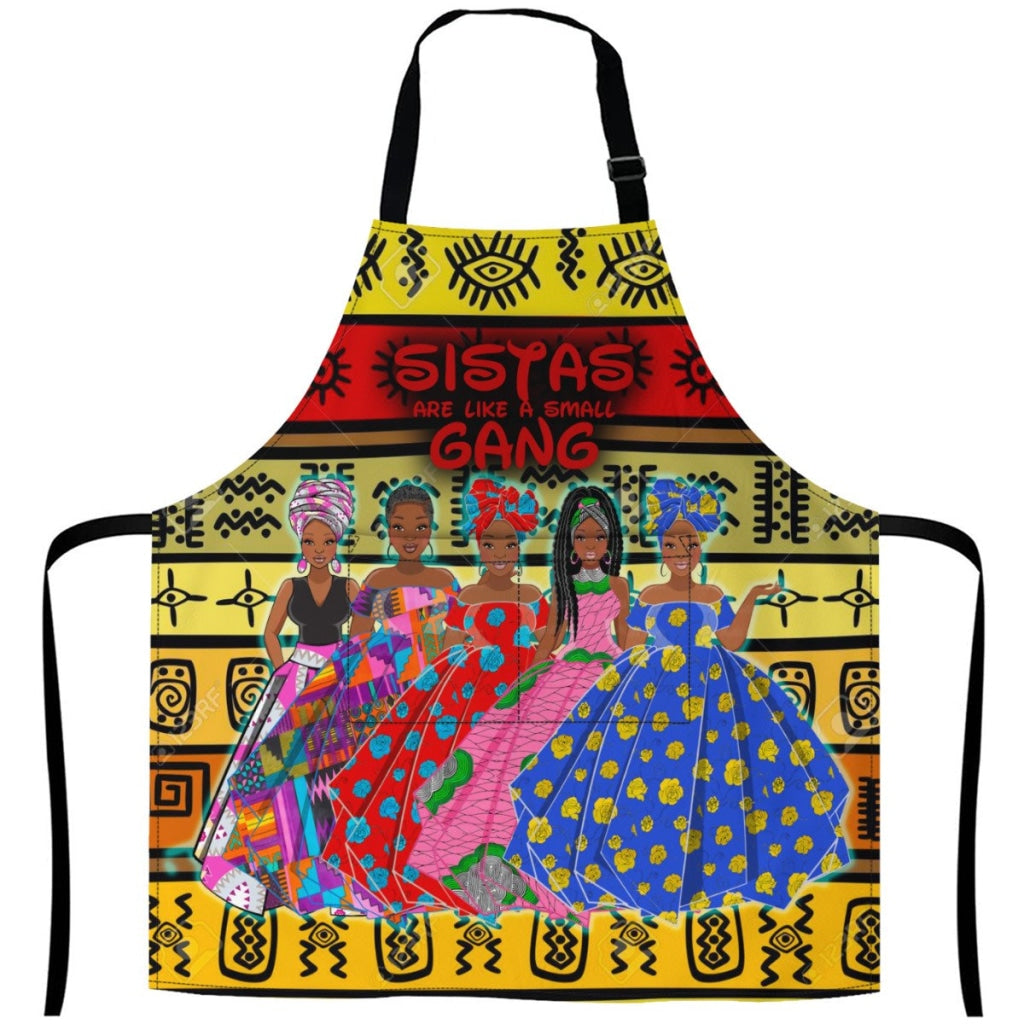 Sistas Are Like A Small Gang - Red Mud Cloth Bg 5-Sisiters White / One Size
