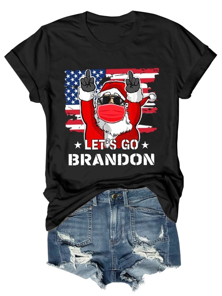 Unisex Lets Go Brandon Christmas Funny Cotton T-Shirt Black / S