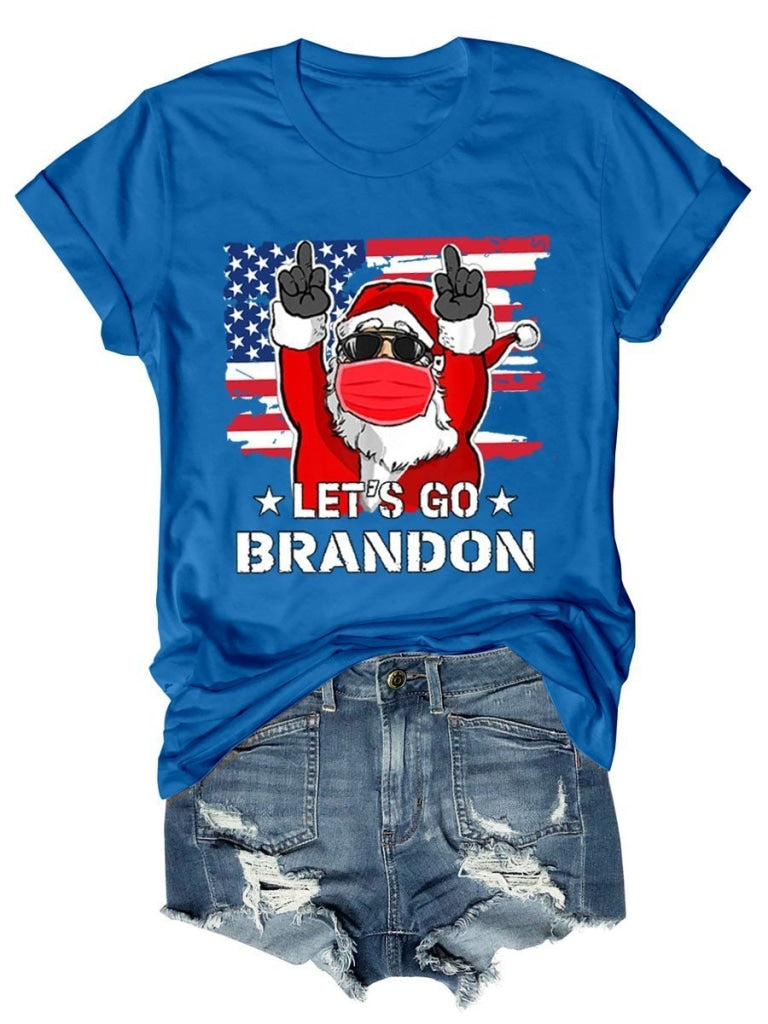 Unisex Lets Go Brandon Christmas Funny Cotton T-Shirt Blue / S