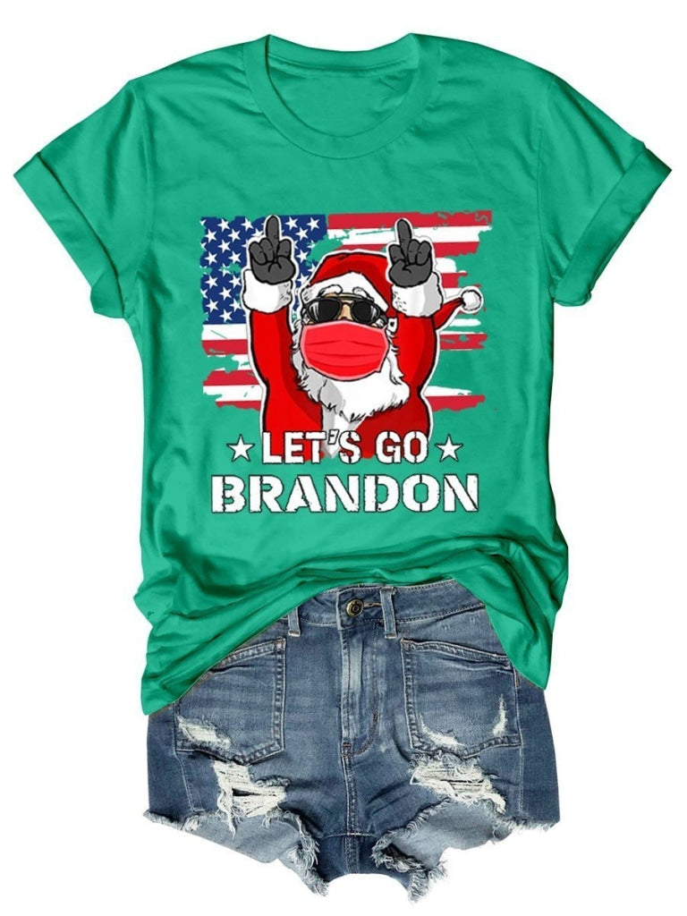 Unisex Lets Go Brandon Christmas Funny Cotton T-Shirt Green / S
