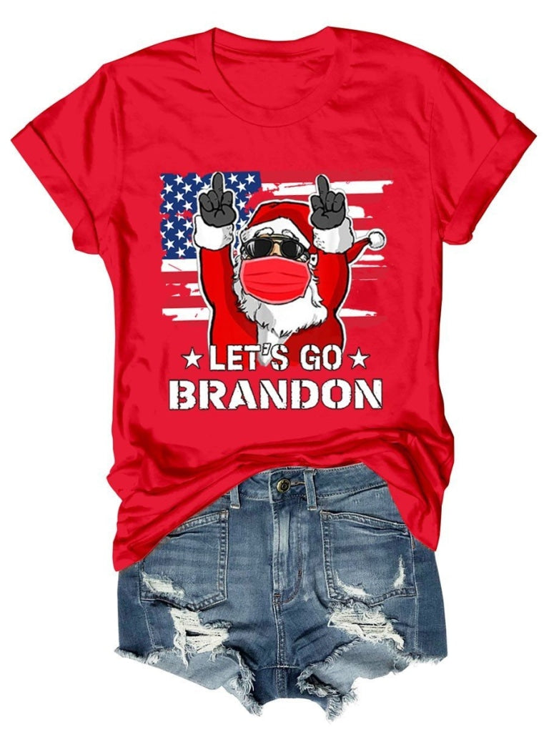 Unisex Lets Go Brandon Christmas Funny Cotton T-Shirt Red / S
