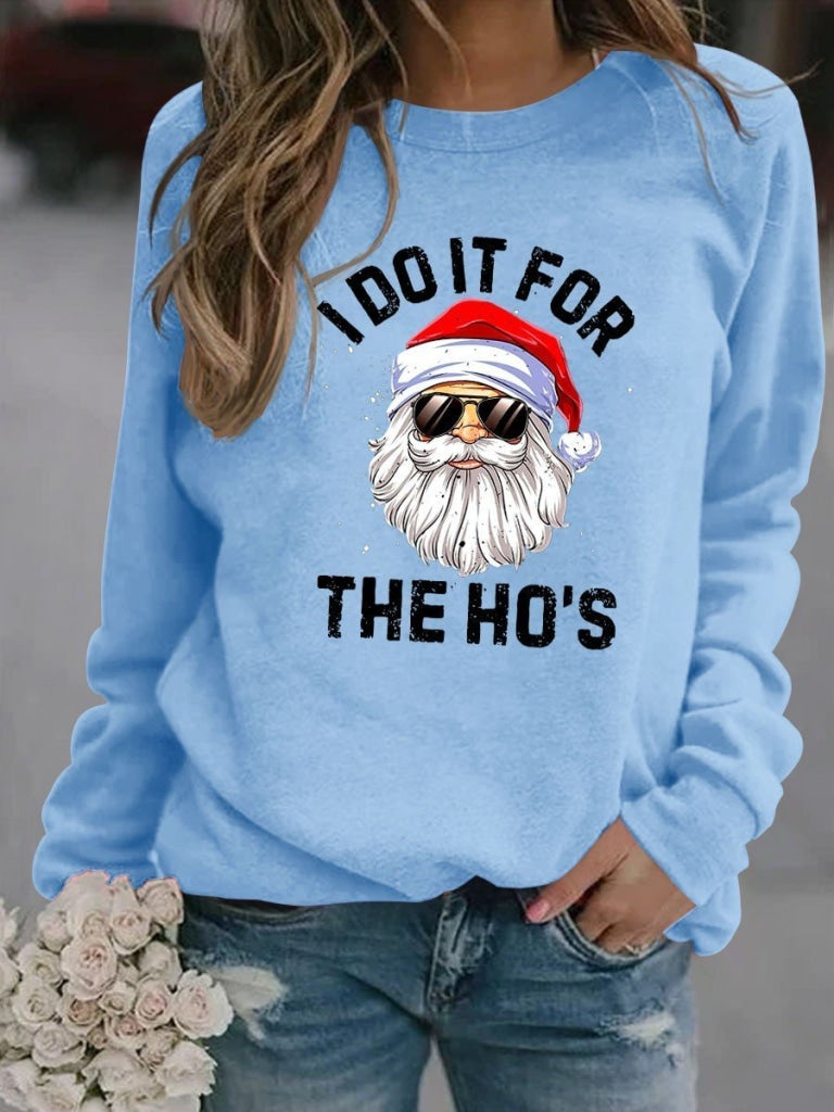 Women I Do It For The Hos Funny Inappropriate Christmas Men Santa Sweatshirt Blue / S & Hoodie