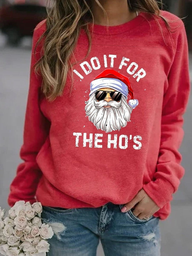 Women I Do It For The Hos Funny Inappropriate Christmas Men Santa Sweatshirt Red / M & Hoodie