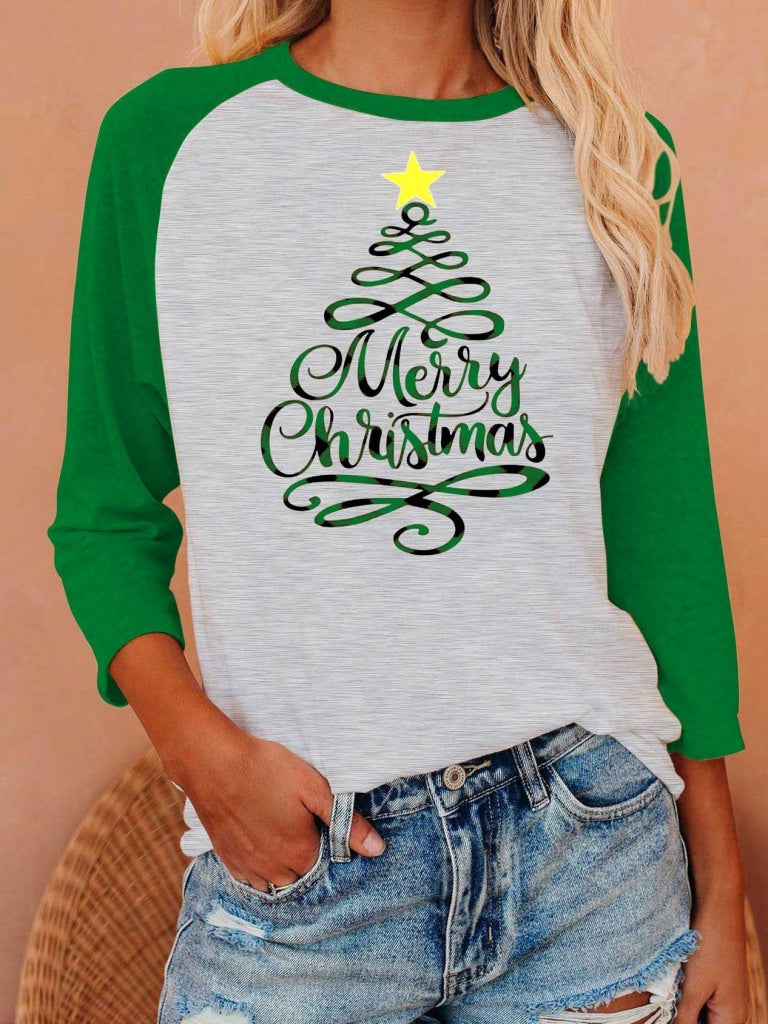 Women Merry Christmas Long Sleeve T-Shirt Green / S T-Shirt