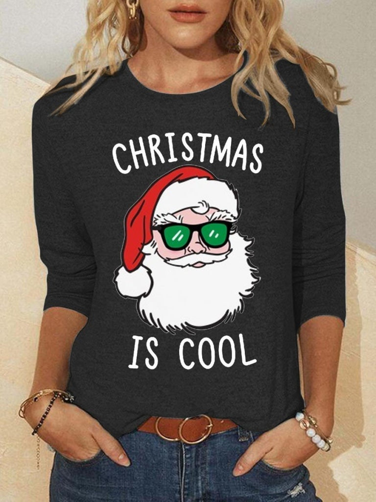 Womens Christmas Is Coll Long Sleeve T-Shirt Black / S