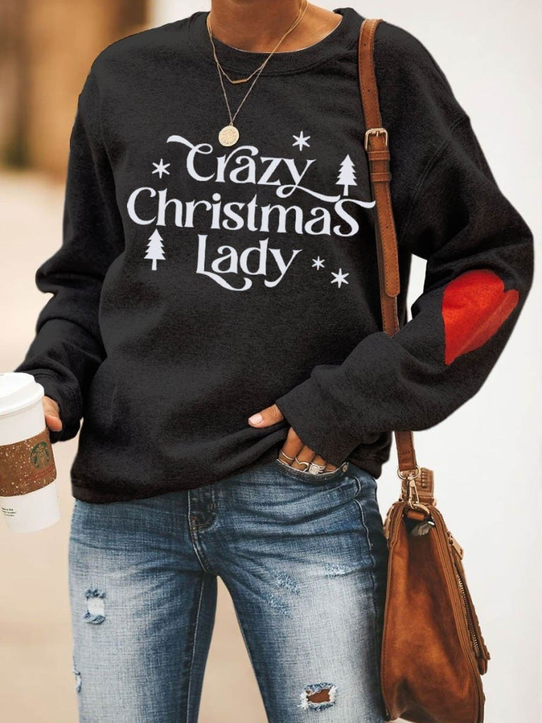 Womens Crazy Christmas Lady Sweatshirt Black / S & Hoodie