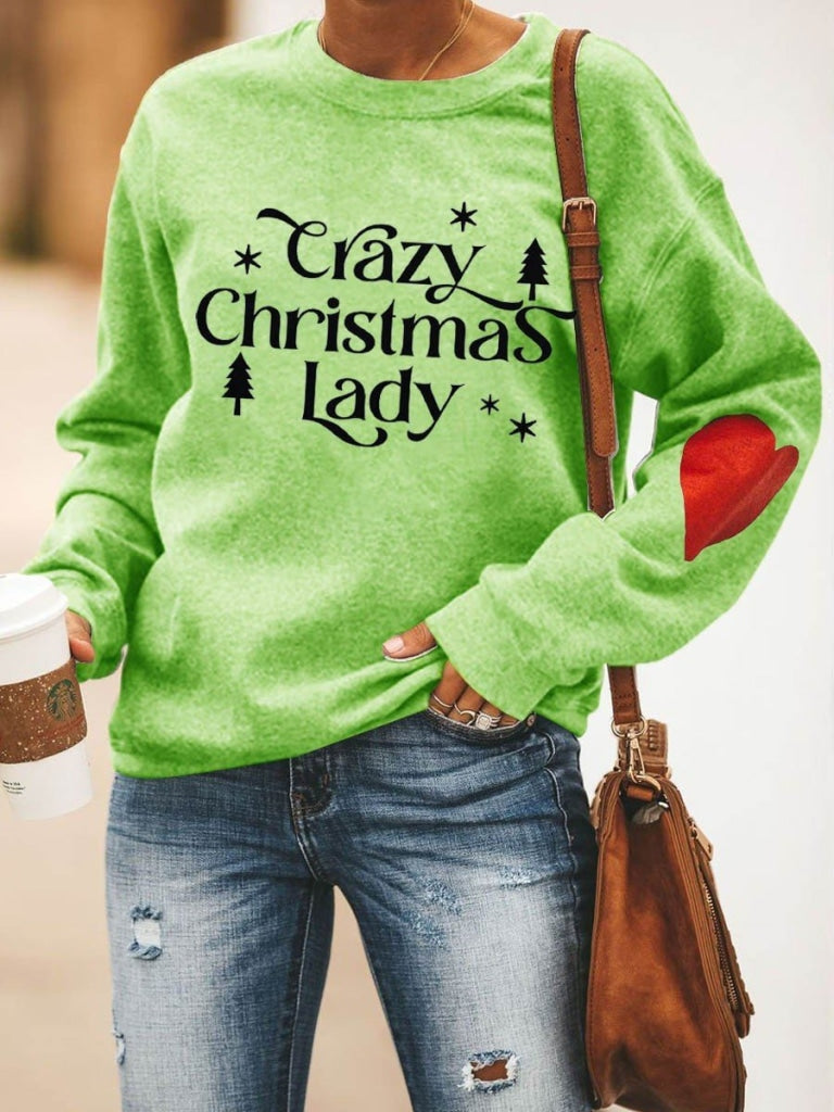 Womens Crazy Christmas Lady Sweatshirt Green / S & Hoodie