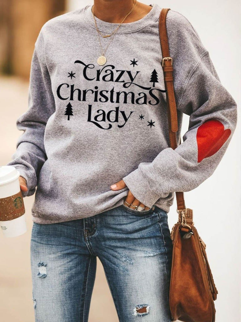 Womens Crazy Christmas Lady Sweatshirt Grey / S & Hoodie