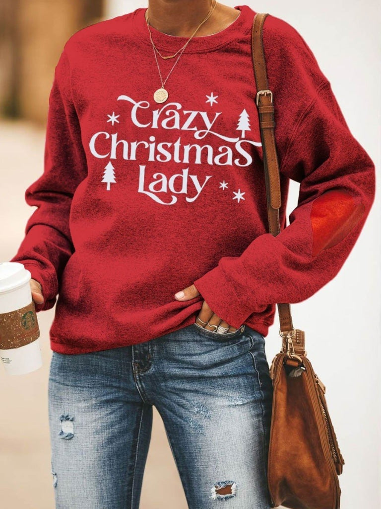 Womens Crazy Christmas Lady Sweatshirt Red / S & Hoodie