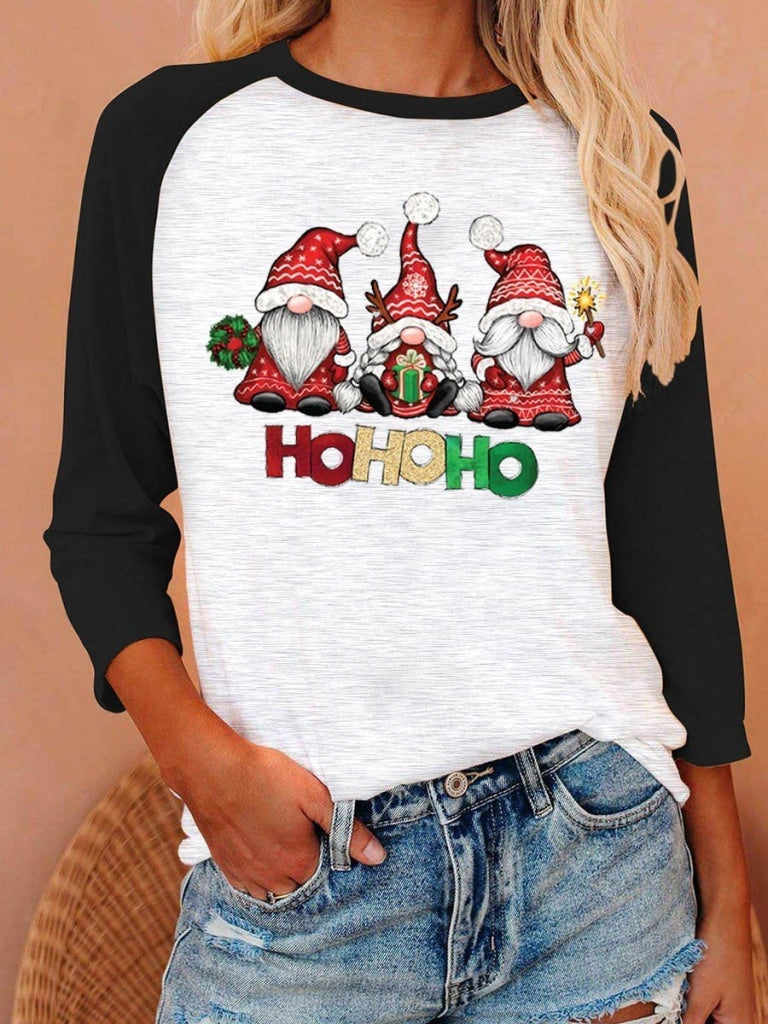 Womens Ho Gnomes Christmas Long Sleeved T-Shirt Black / S