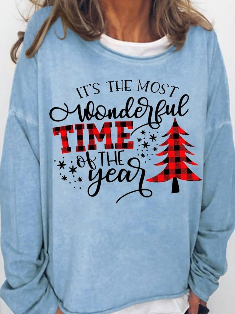 Womens It Is The Most Wonderful Time Of Year Merry Christmas Casual Sweatshirt Blue / S & Hoodie