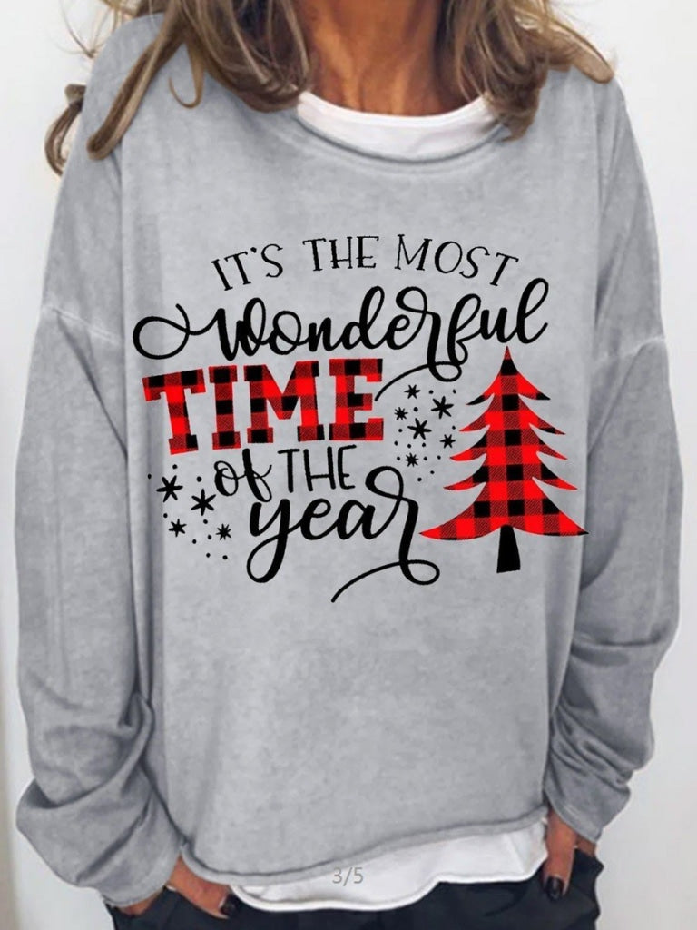 Womens It Is The Most Wonderful Time Of Year Merry Christmas Casual Sweatshirt Grey / S & Hoodie