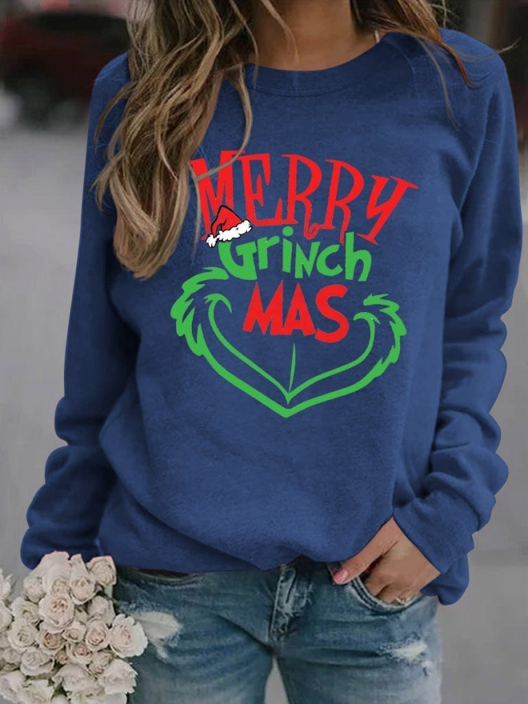 Womens Merry Christmas Sweatshirt Blue / S & Hoodie