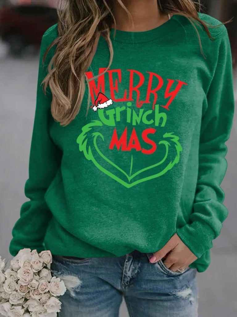 Womens Merry Christmas Sweatshirt Green / S & Hoodie